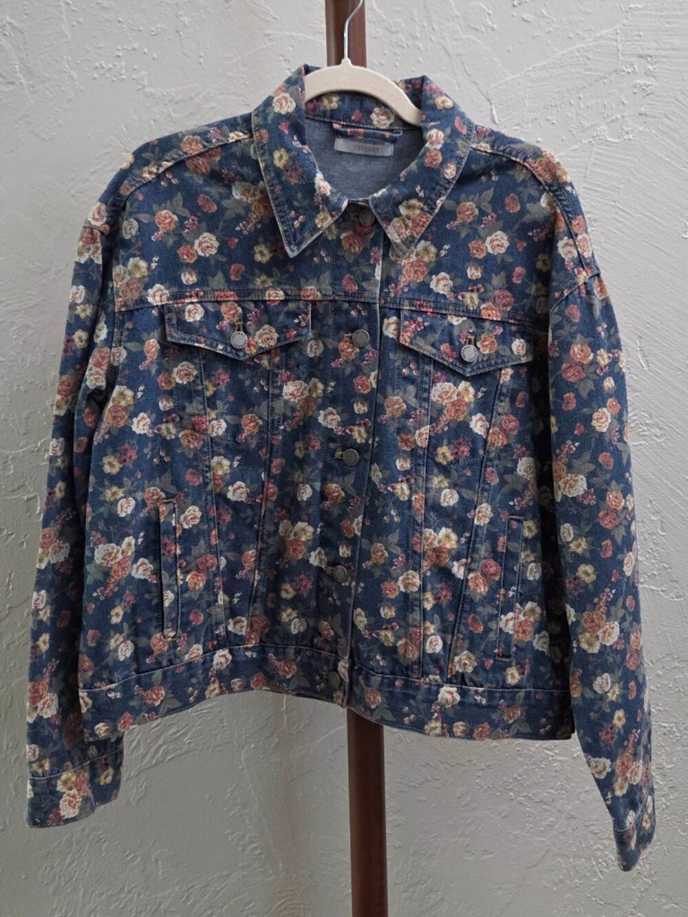 J82. Floral Print Denim Jacket